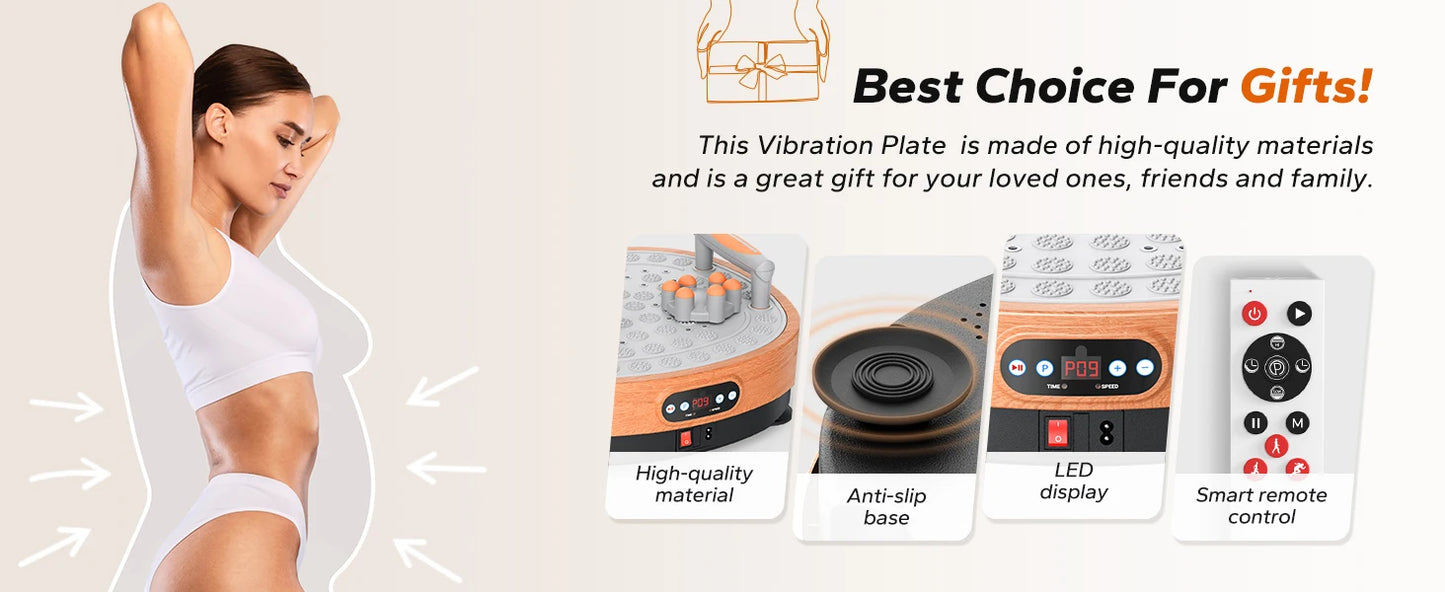 MERACH Vibration Plate Exercise Machine Vibration Plate Lymphatic Drainage Massager Whole Body Vibration Plate Helps Weight Loss