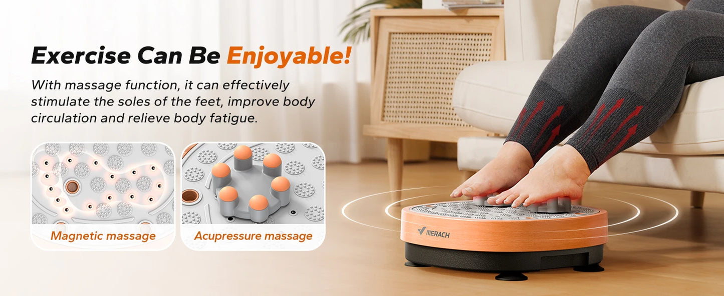 MERACH Vibration Plate Exercise Machine Vibration Plate Lymphatic Drainage Massager Whole Body Vibration Plate Helps Weight Loss